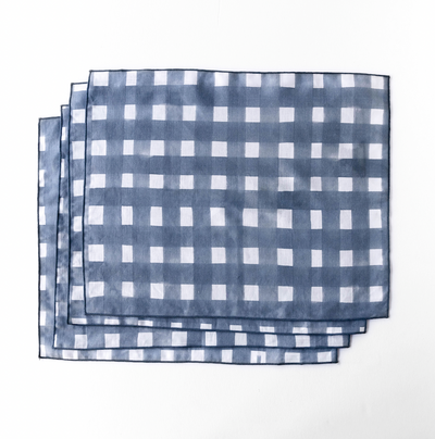Nappe en lin bleu à motif croisé | 15x18 | Goldie Home