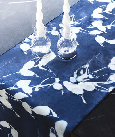 Porto Print Indigo Table Runner