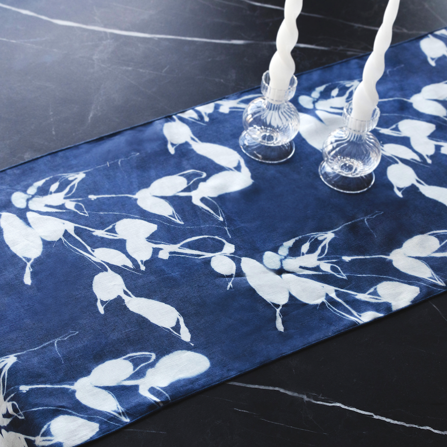 Porto Print Indigo Table Runner