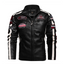 Chaqueta de Cuero Vegano para Hombre Estilo Biker con Insignias