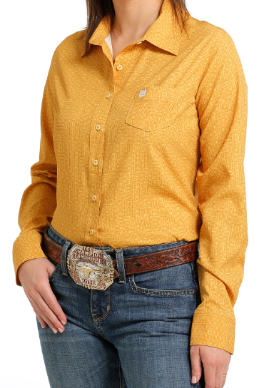Cinch Women's Mustard Arenaflex Long Sleeve Shirt - Korvel