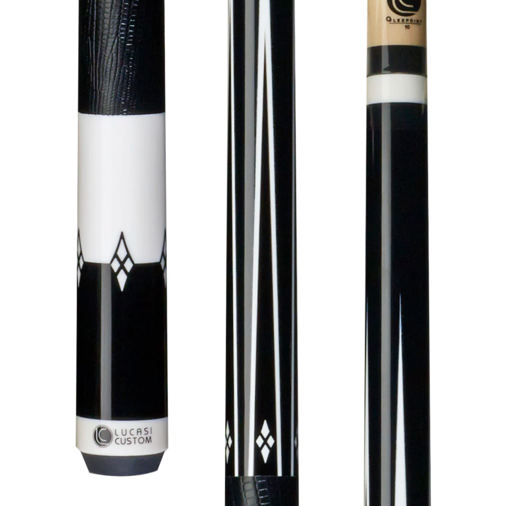 Elegant Midnight Black Lucasi Cue with Imitation Bone Accents - Korvel