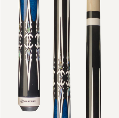 Elite Players Black and Blue 20oz Wrapless Billiard Cue - Korvel