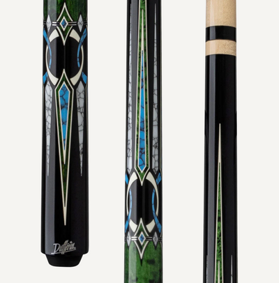 Dufferin Curly Blue Recon Cue with Green Stain Handle - Korvel