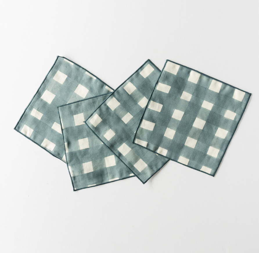 Juego de 4 Servilletas de Cóctel Elegantes en Azul