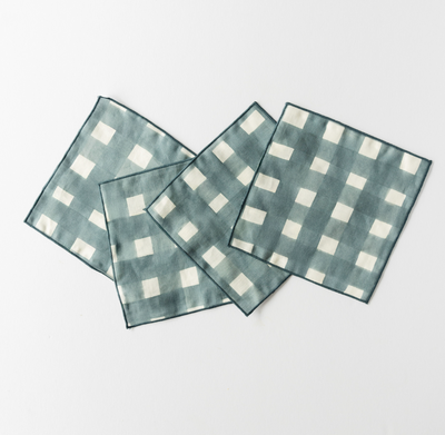Elegant Blue Cocktail Napkins Set of 4