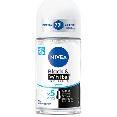 Nivea Black & White Invisible Pure Antiperspirant 72H, 50ml
