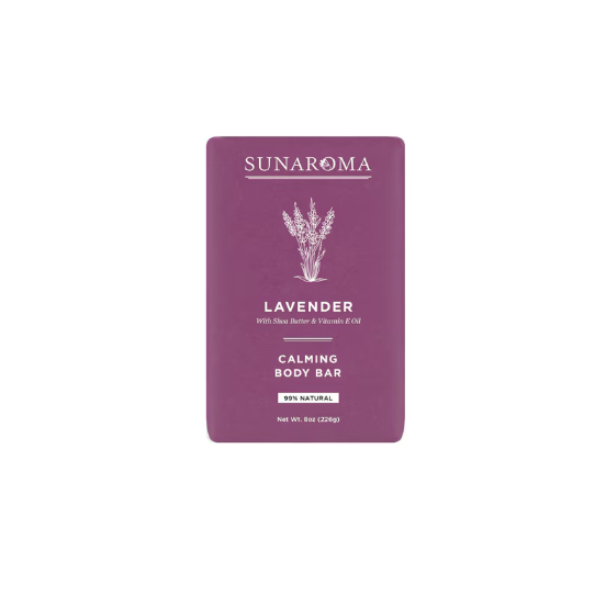 Jabón de Lavanda Sunaroma con Manteca de Karité y Vitamina E - 8 Oz
