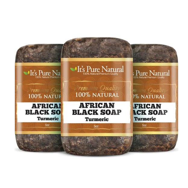 It's Pure Natural African Black Soap with Turmeric - 5 Oz