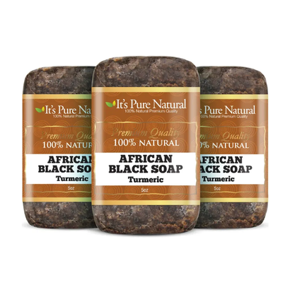 Savon Noir Africain Naturel Pur avec Curcuma - 5 Oz