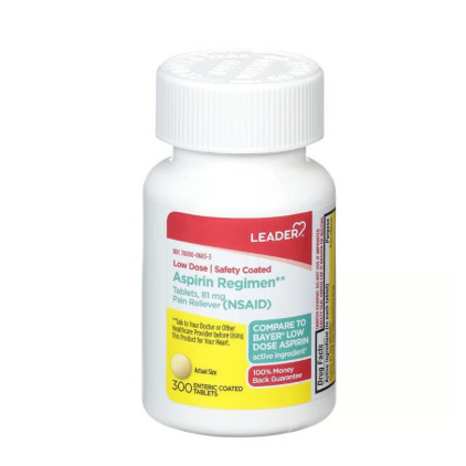 Comprimés de Régime Aspirine Leader 81mg - 300 Comptes