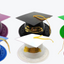 3.5" Graduation Cap Cake Topper - 24 Count in 7 Colors