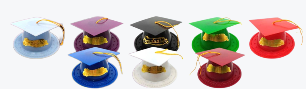 3.5" Graduation Cap Cake Topper - 24 Count in 7 Colors