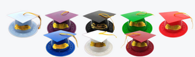 3.5" Graduation Cap Cake Topper - 24 Count in 7 Colors