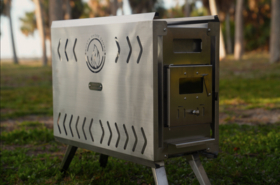 Sauna Tent Wood Stove | Portable | Brushed Stainless - Korvel