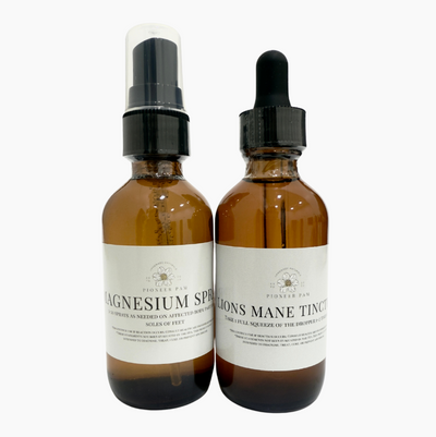 Brain Power Combo: Focus, Mental Health, Nervous System Support- Lions Mane Tincture + Magnesium Spray - Korvel