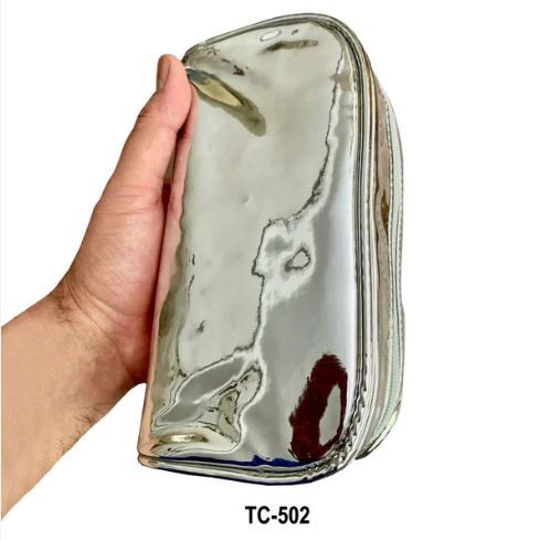 Bolsa Organizadora de Maquillaje de Viaje de Metal Plateado Kingsley TC-502