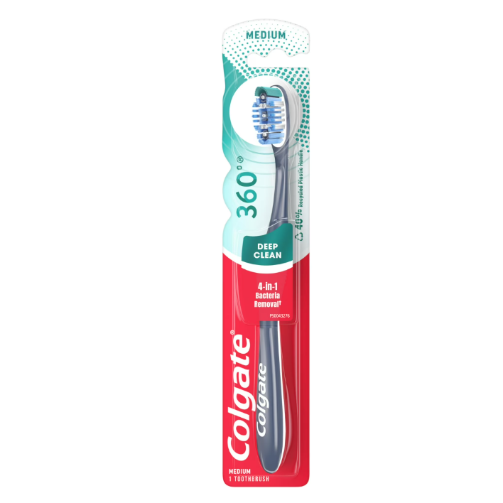 Brosse à dents manuelle Colgate 360 degrés - Nettoyage en profondeur, moyen