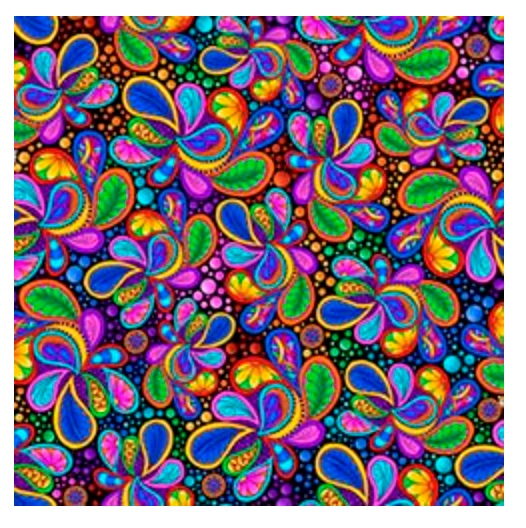 Black Carnivale Packed Paisleys Cotton Fabric - 43"/44" Per Yard