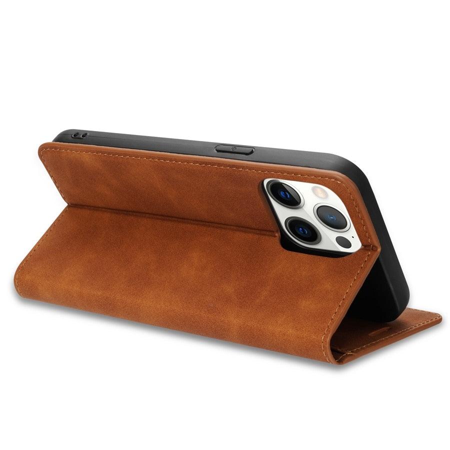 Étui portefeuille à rabat magnétique premium pour iPhone 14 Pro Max
