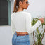 Crop Top à Manches Longues Découpé pour Femmes