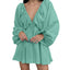 Mandotos Deep V Neck Retro Pleated Dress - Pink, Large Size