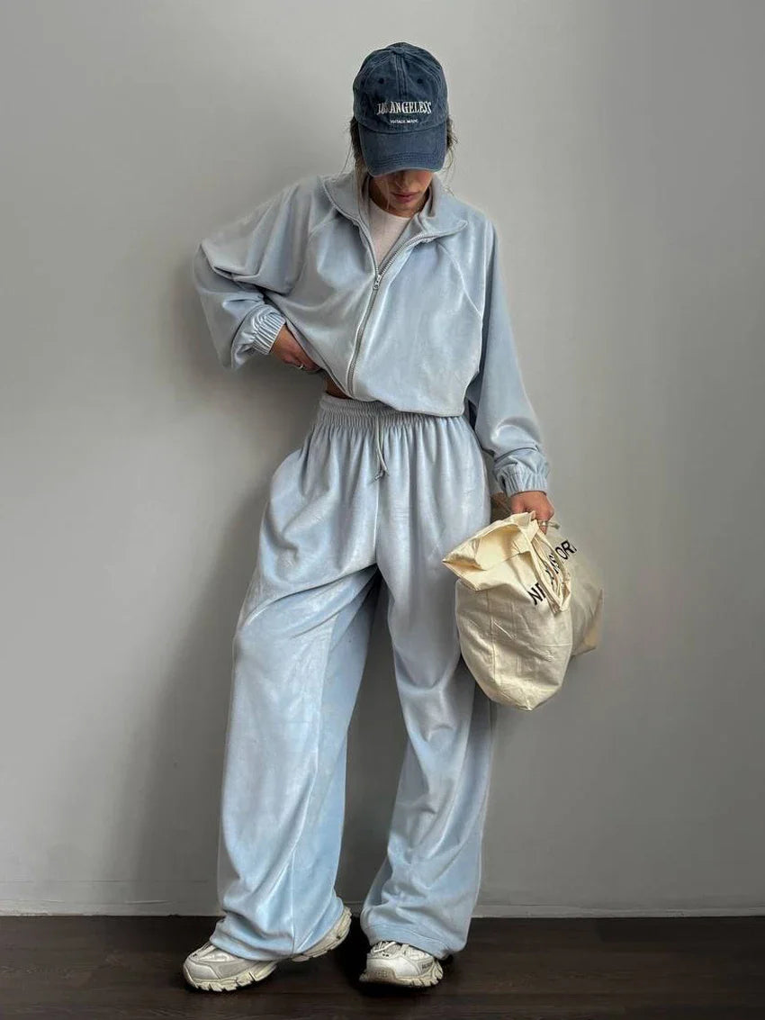 Ensemble de Sweat à Capuche et Pantalons en Velours pour Femmes