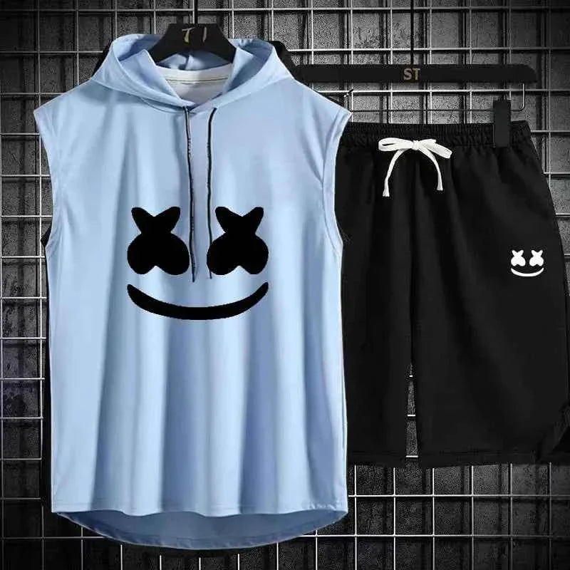 Conjunto de chándal con capucha casual para hombres de verano