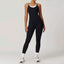 Sporty Black Backless Jumpsuit for Women