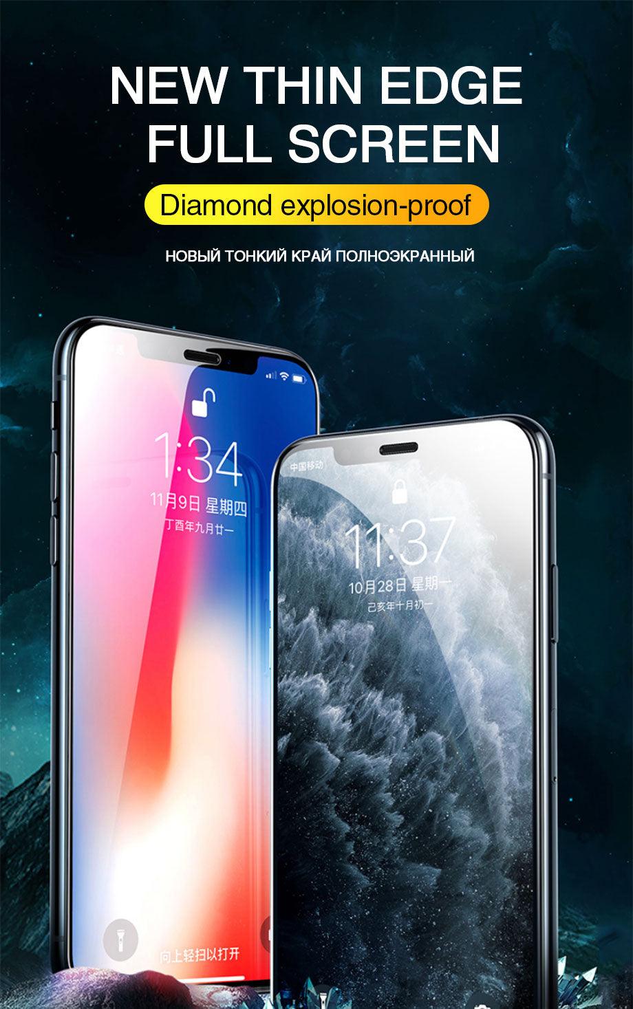 Protecteur d'écran en verre trempé 9D Full Cover pour iPhone