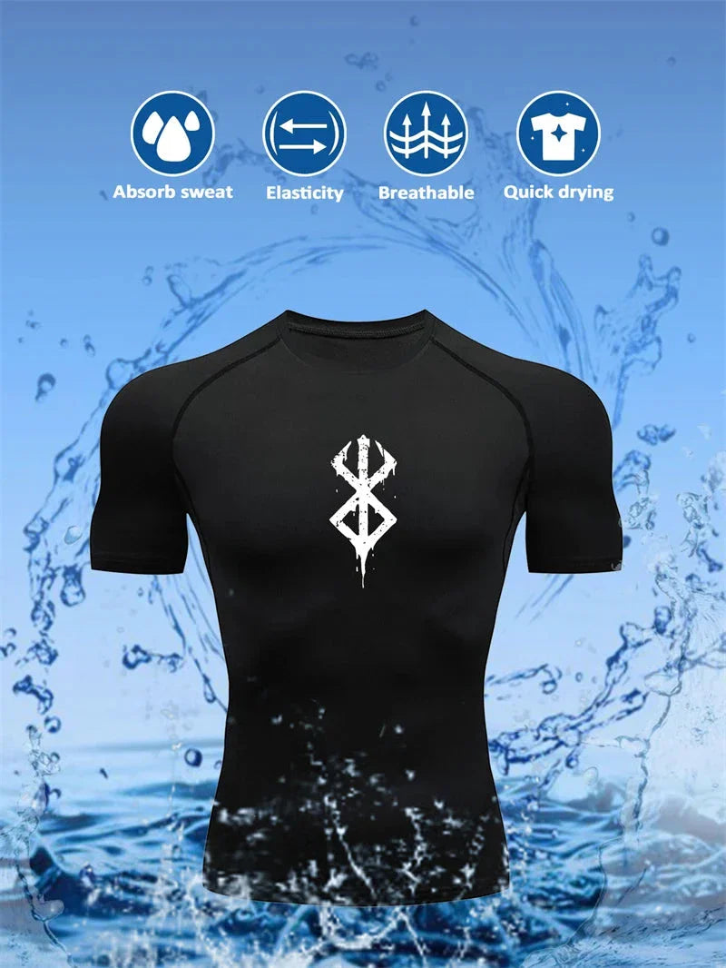 Camisa de compresión estampada para hombre - Camiseta de entrenamiento de verano