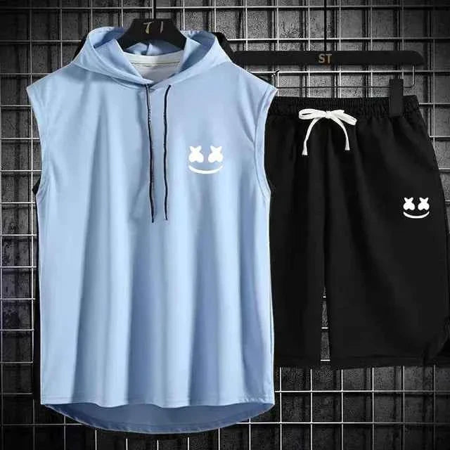 Conjunto de chándal con capucha casual para hombres de verano