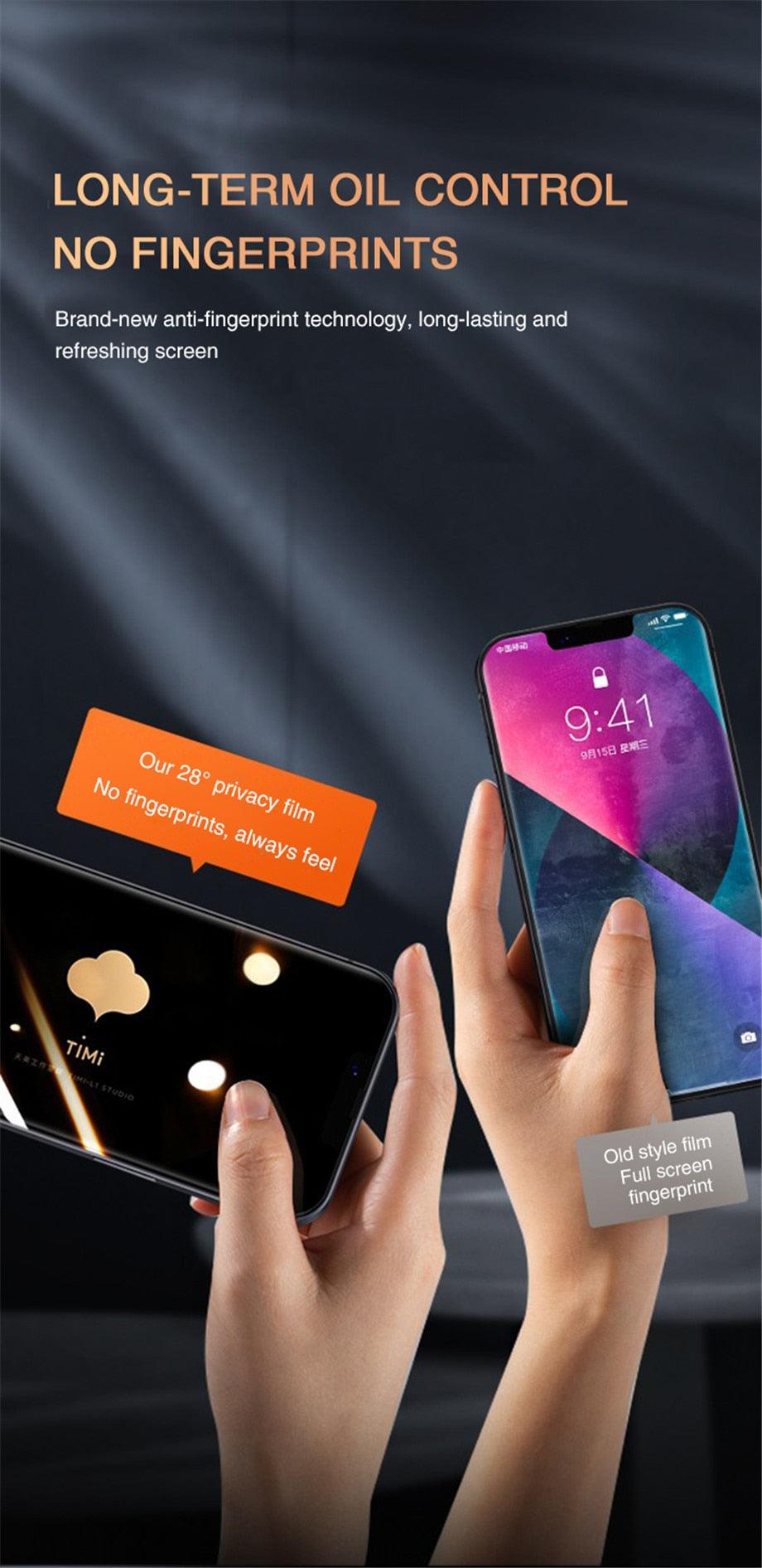 Protecteurs d'écran en verre trempé de confidentialité 4PCS pour iPhone