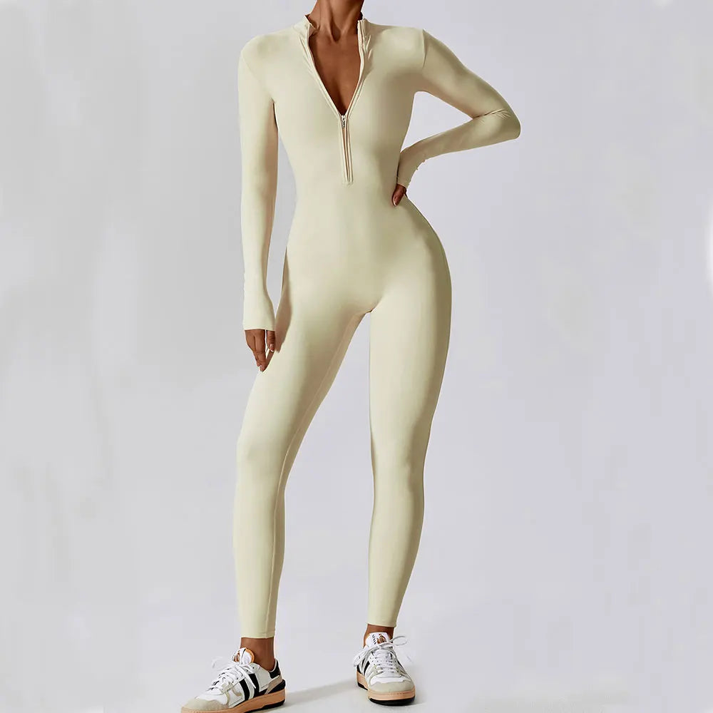 Premium Long Sleeved Yoga Jumpsuit with Zipper