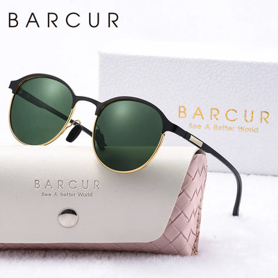 BARCUR Retro Polarized Women's Sunglasses - Elegant Black Frame