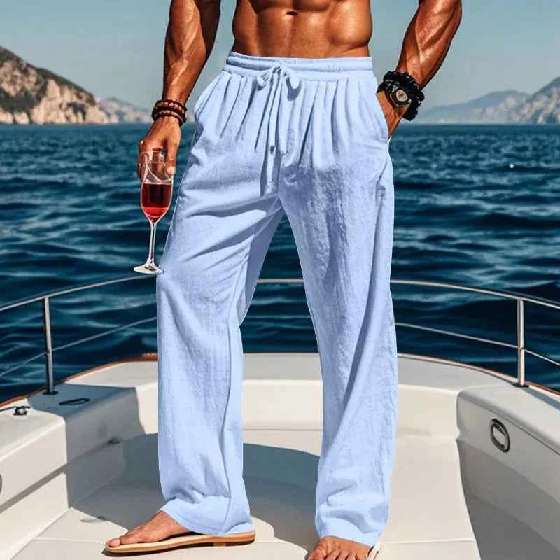 Pantalones de yoga de lino para hombre en 16 colores para primavera/verano