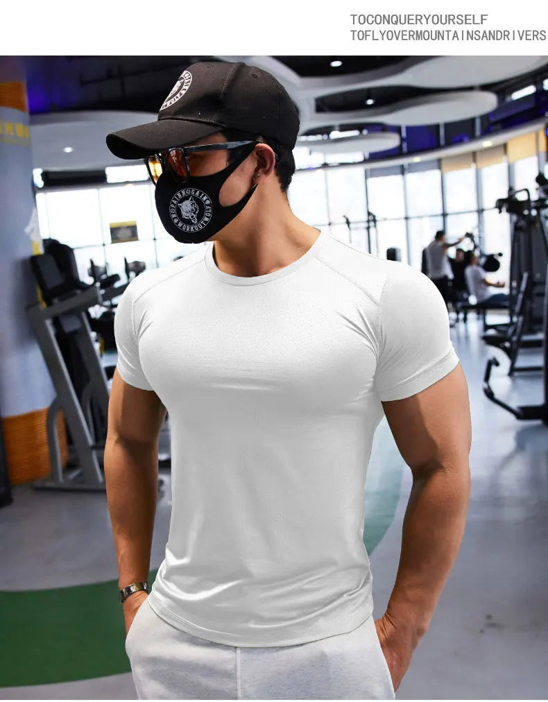 T-shirts de sport pour hommes grande taille en tissu Dry Fit