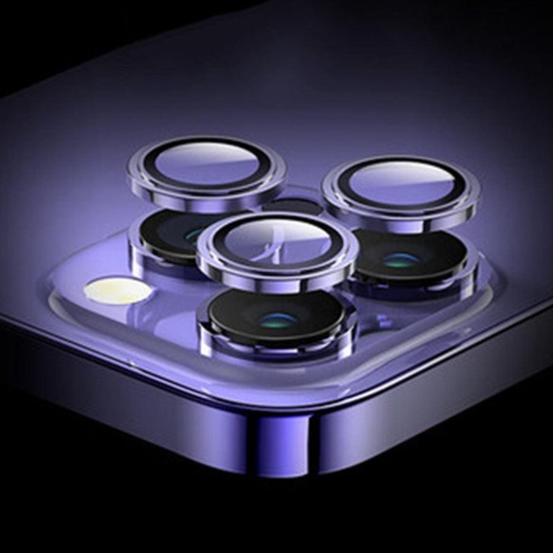 Premium 9H Tempered Glass Camera Lens Protector with Metal Ring for iPhone 14 & 13 Series - Korvel