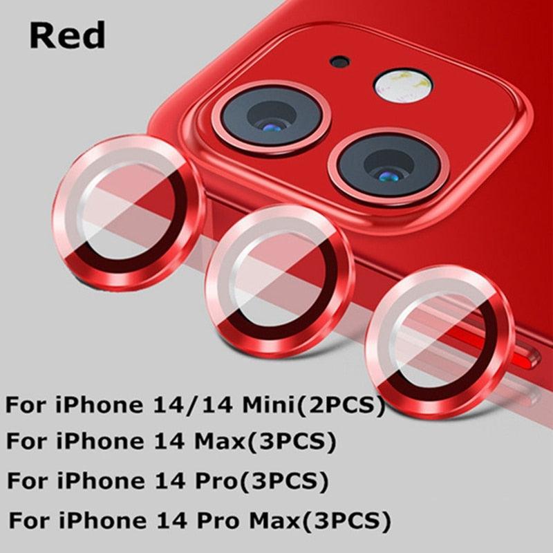 Premium 9H Tempered Glass Camera Lens Protector with Metal Ring for iPhone 14 & 13 Series - Korvel