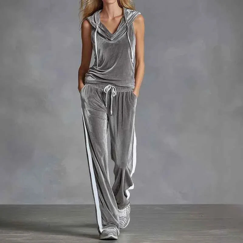 Conjunto de chándal de terciopelo para mujer casual de verano