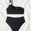 Metal Buckle One Shoulder Bikini Set