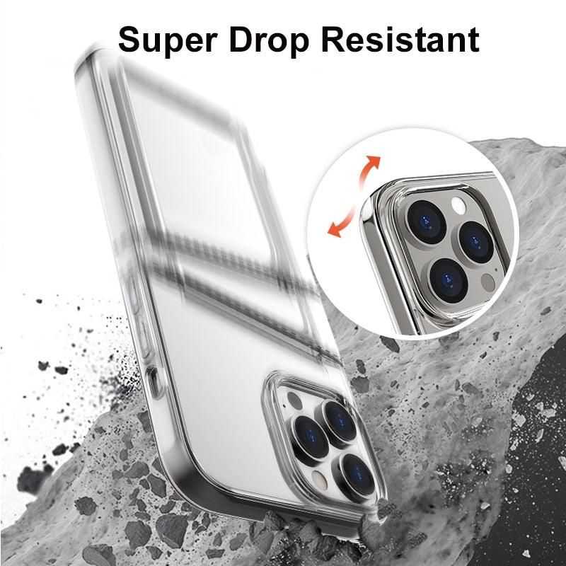 Coque de téléphone transparente antichoc avec double emplacement pour cartes pour iPhone