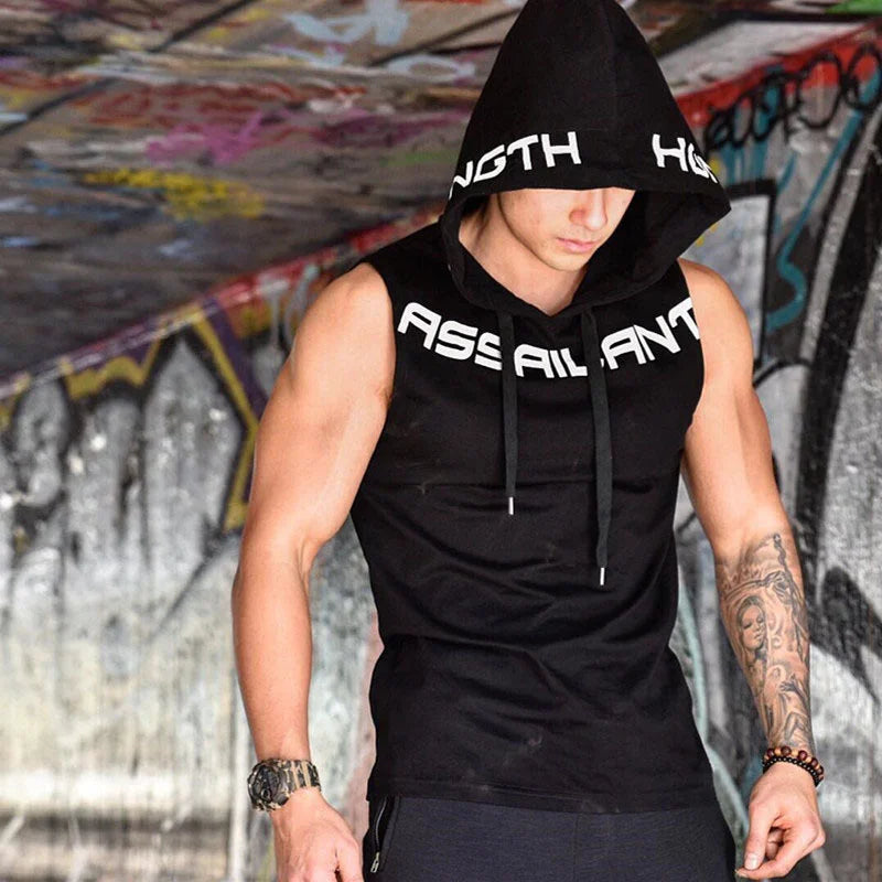 Camiseta sin mangas con capucha premium