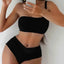 Metal Buckle One Shoulder Bikini Set