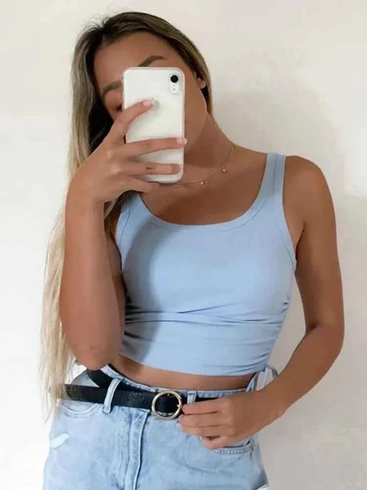 Top Corto Con Nudos: Camiseta Casual de Verano para Mujeres