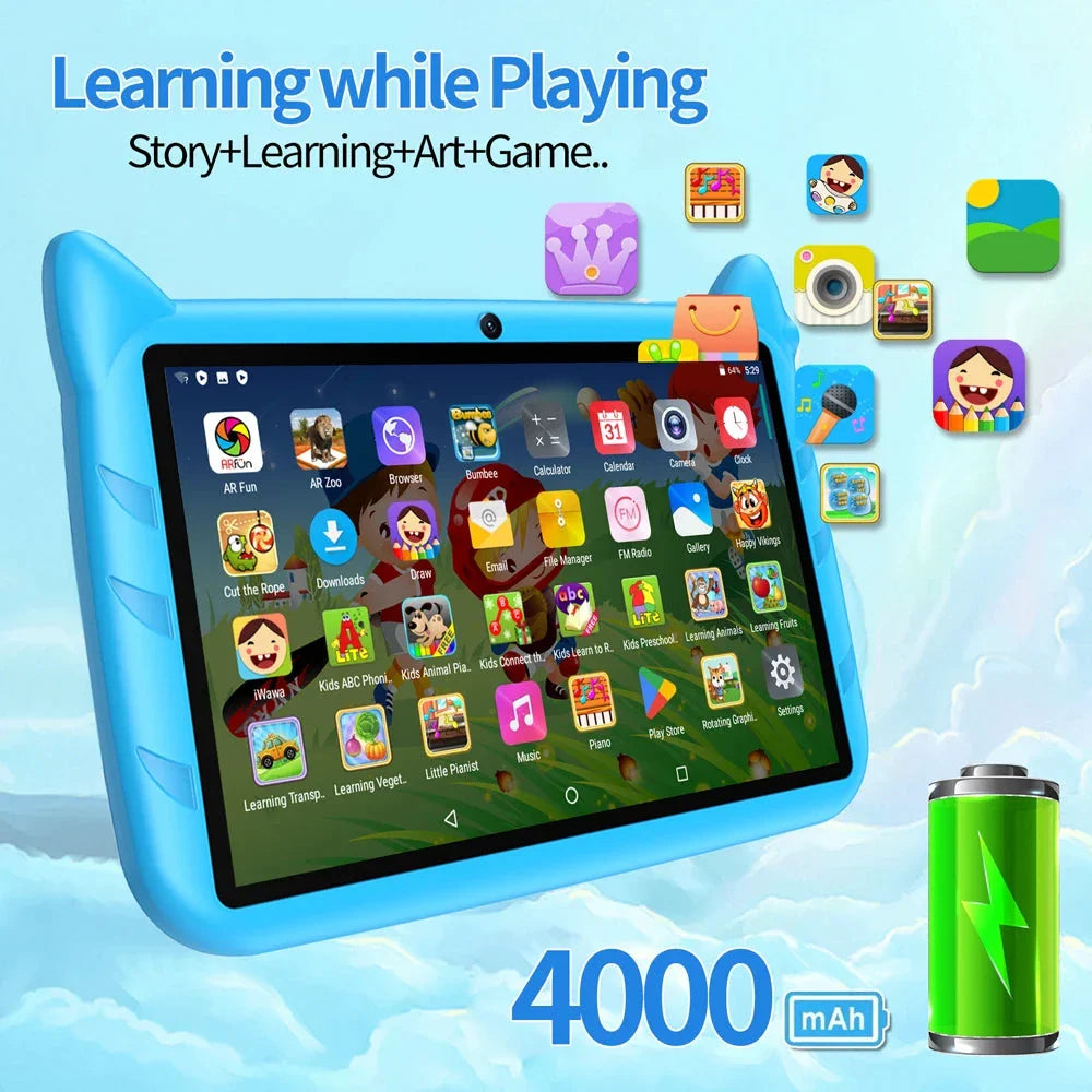 Tablette pour enfants BDF 7 pouces - Android 13, 4 Go de RAM, 64 Go de stockage