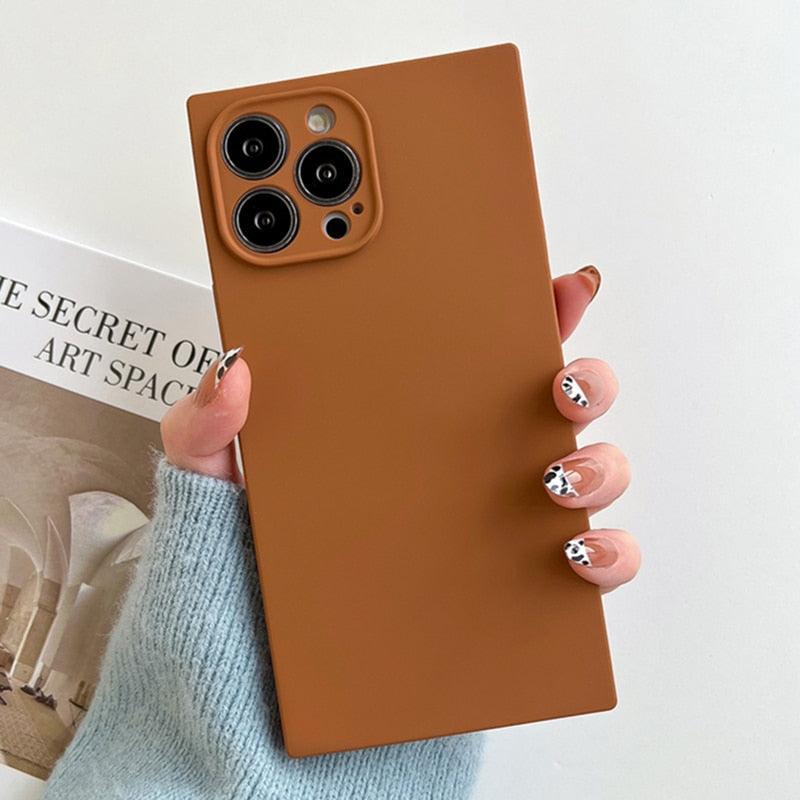 Fashion Candy Color Square Soft Silicone Phone Case for iPhone