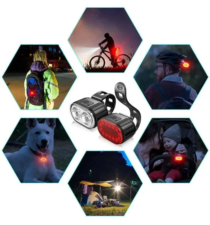 Kit de lumières de vélo rechargeable par USB - Éclairage avant et arrière