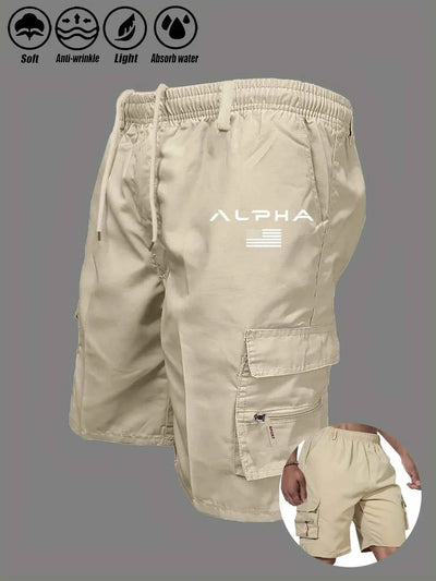 Pantalones Cortos Cargo con Bandera Americana y Águila - Múltiples Bolsillos