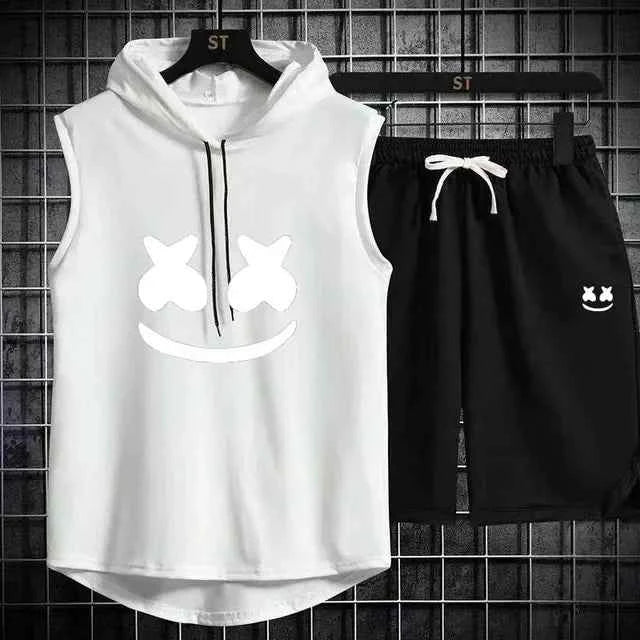 Conjunto de chándal con capucha casual para hombres de verano